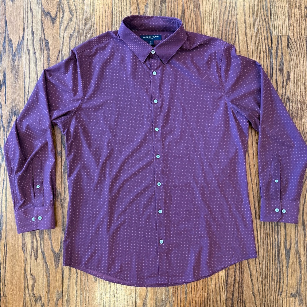 Mizzen+Main Men's XL Trim Leeward Burgundy Button Up Shirt
